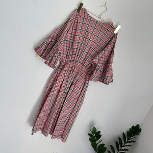 pink plaid dress h&m H&M | Dresses | Hm Cold Shoulder Plaid Midi Dress Sz 2